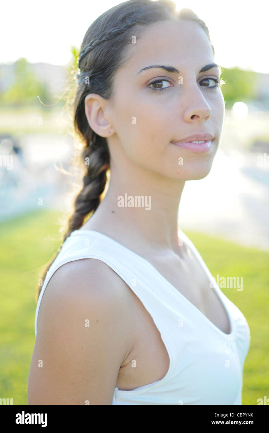 MR Portait of attractive young spanish woman in nature