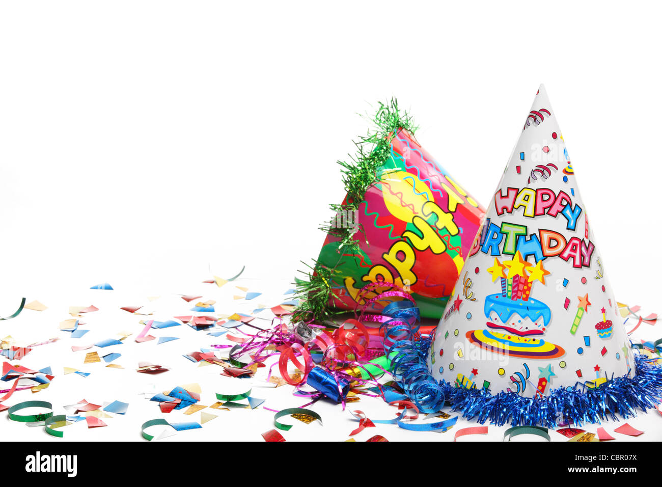 Party hats hat streamer streamers hires stock photography and images