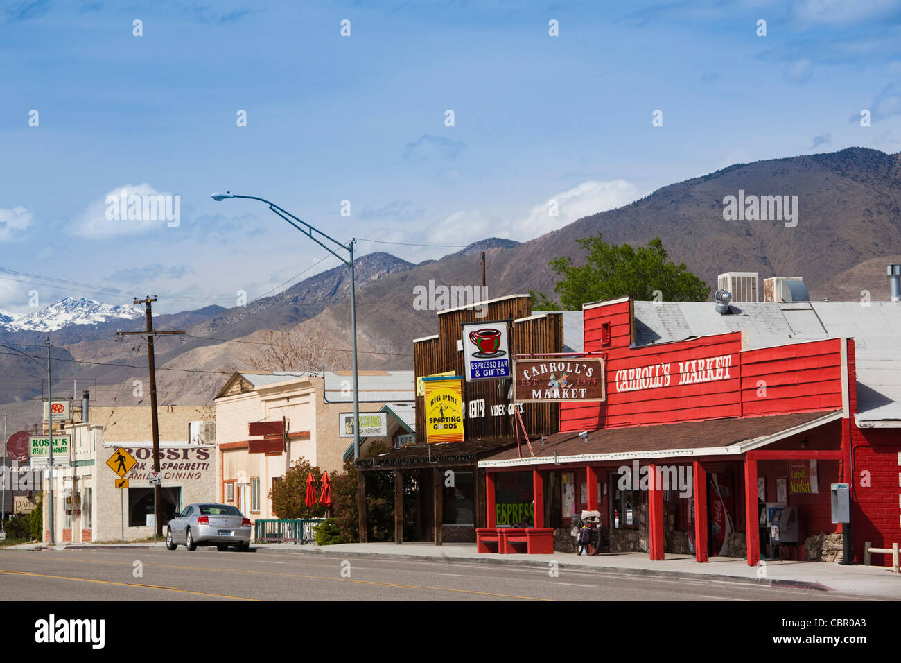 USA, California, Eastern Sierra Nevada Area, Big Pine, Main Street, Rt. 395 Stock Photo
