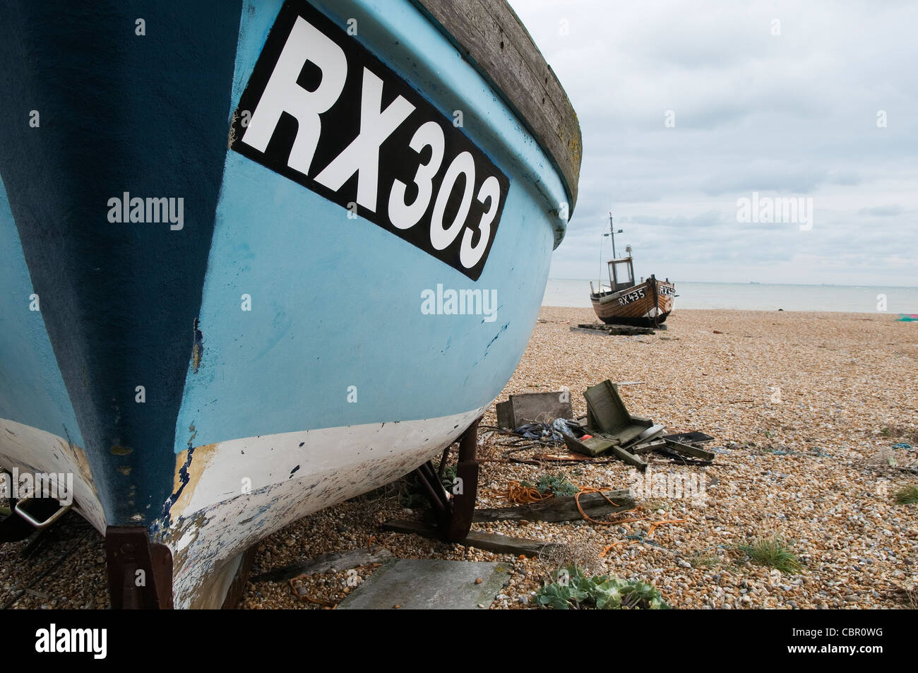 Fishing Boats on Dungeness Beach Dungeness Kent England UK Stock Photo ...