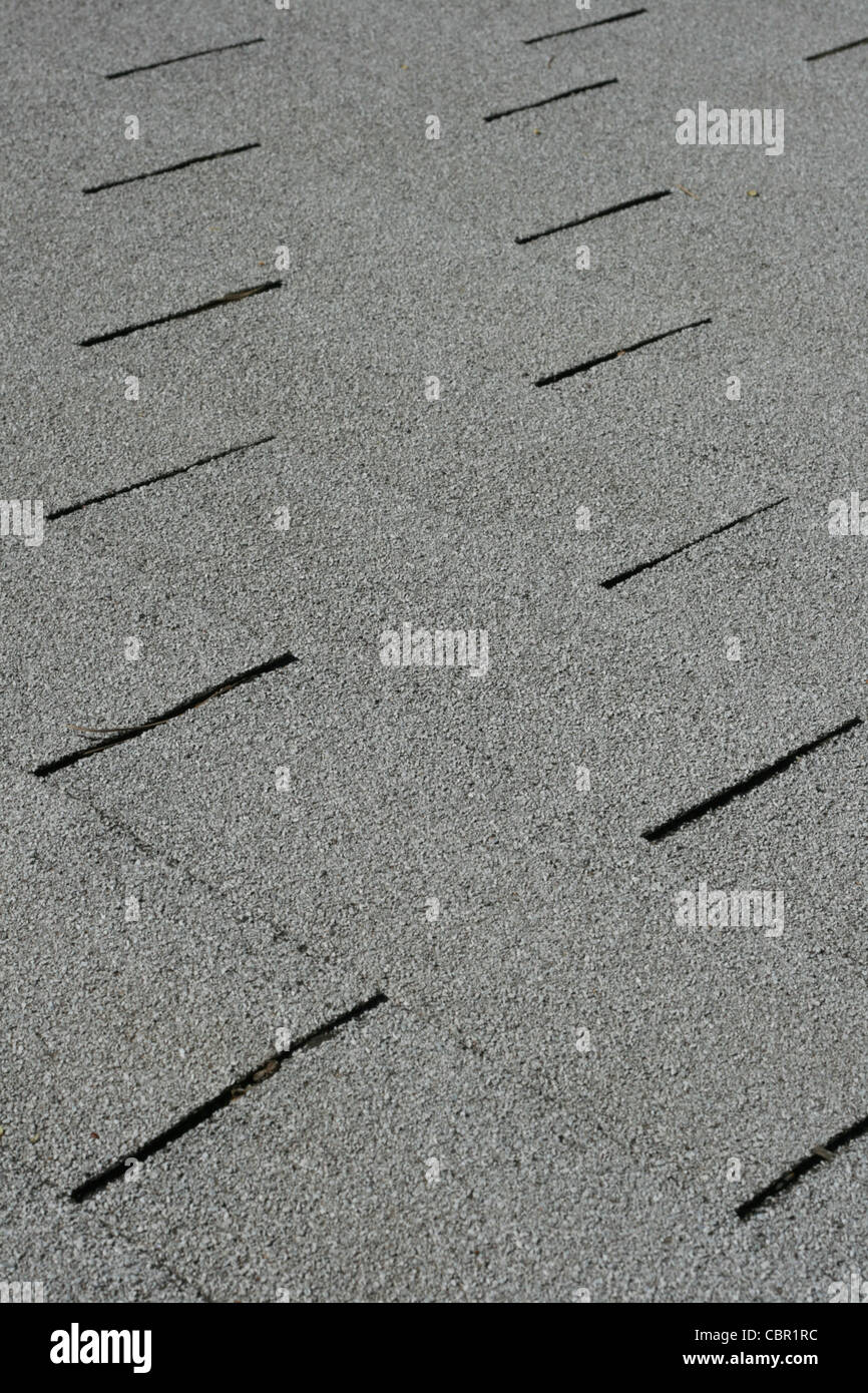 Diagonal detail of gray roof shingles Stock Photo