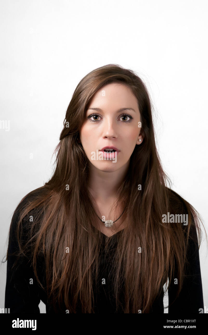 A young woman astonishd Stock Photo - Alamy
