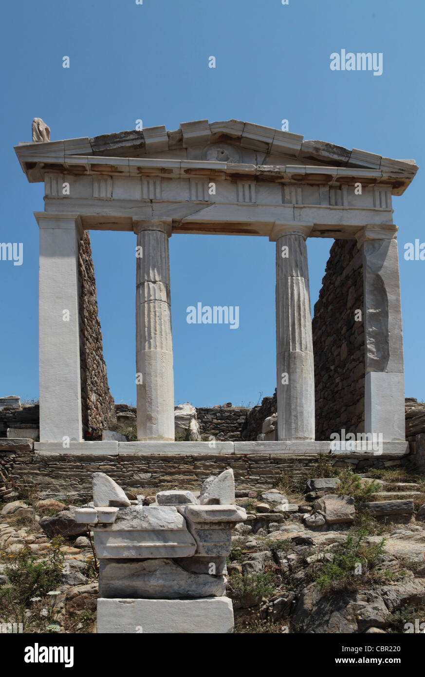 Temple of Isis on the island of Delos in the Cyclades Greece Stock Photo