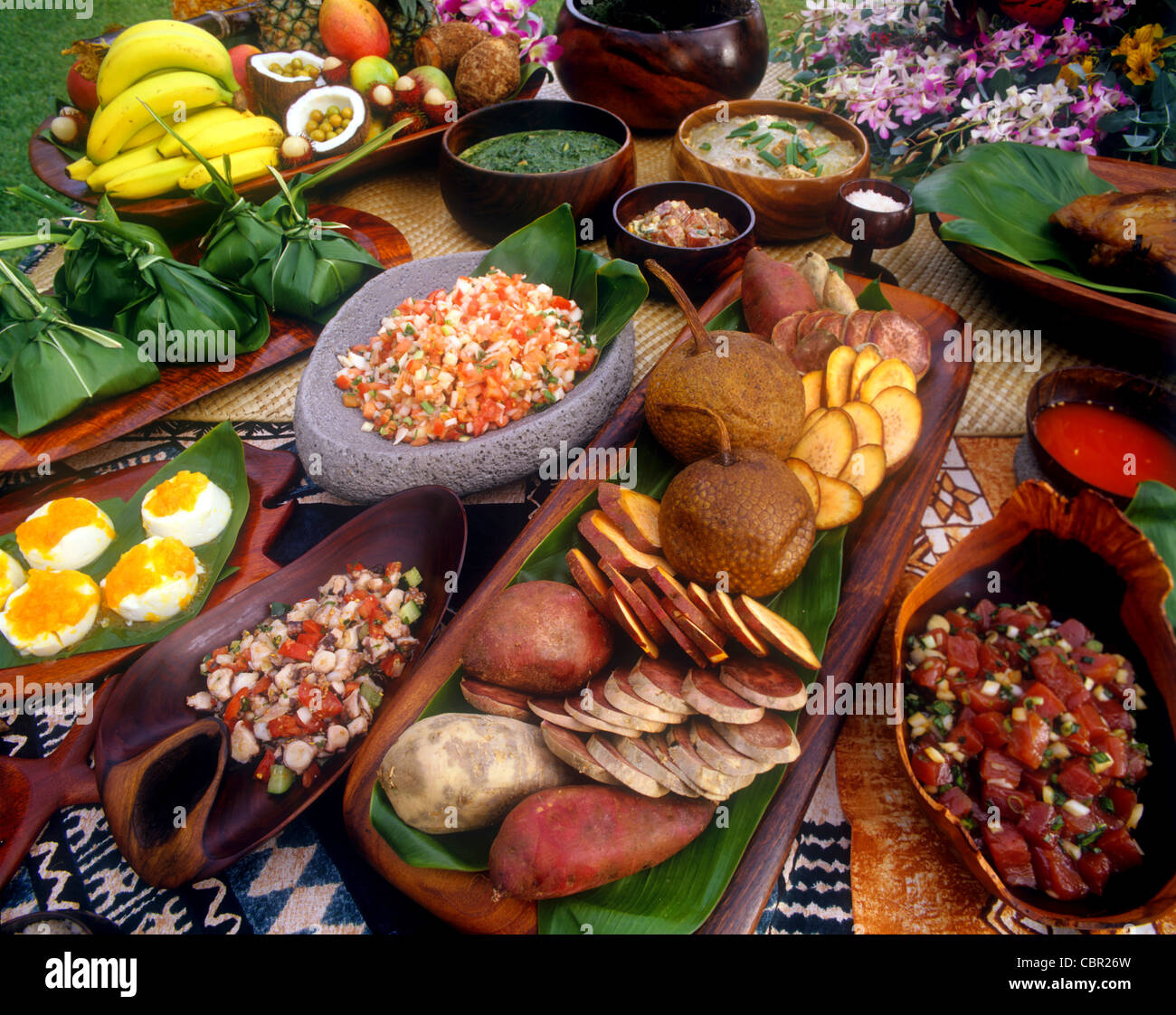 Luau food, Hawaii Stock Photo