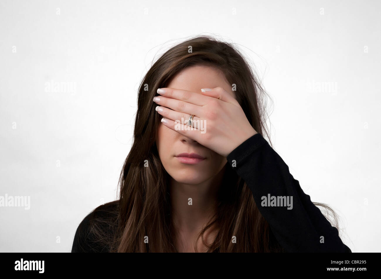 a young woman worried Stock Photo