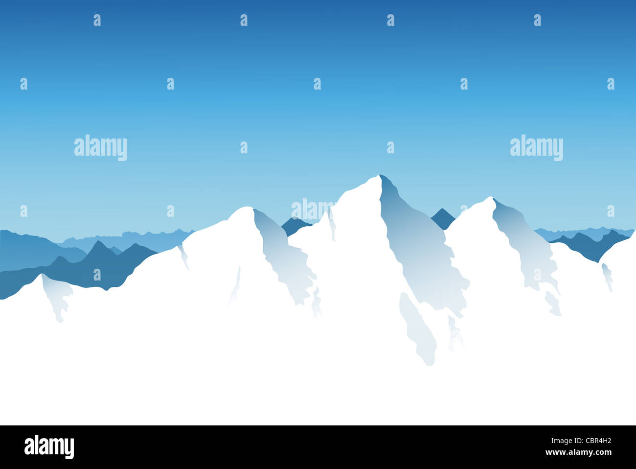 A snowy mountain range background with blue sky Stock Photo - Alamy