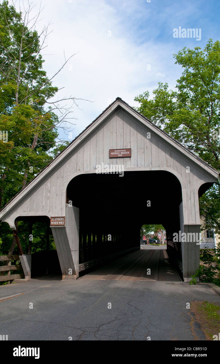 Quaint town village Woodstock Middle Covered Bridge of Woodstock