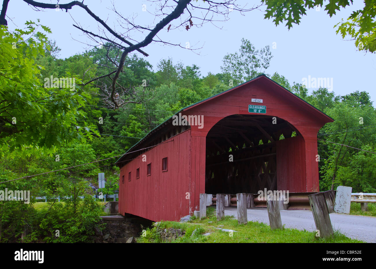 West Arlington Bridge in Arlington Vermont VT 1852 red old historical