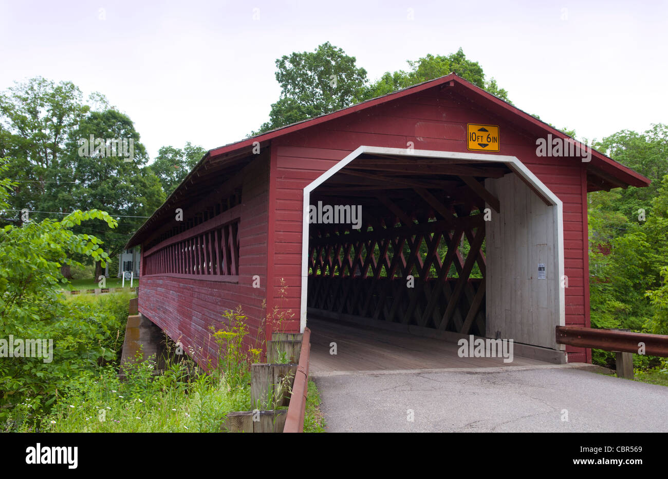 Covered Bridges of Vermont by river Henry Bridge in Bennington VT 1840