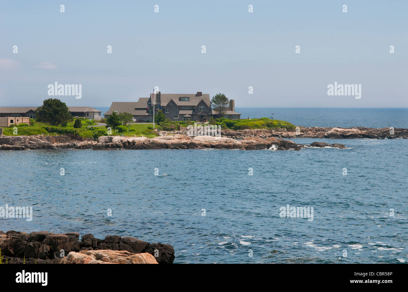 Beautiful isolated home on water of President George H. Bush in Kennebunkport Maine Stock Photo