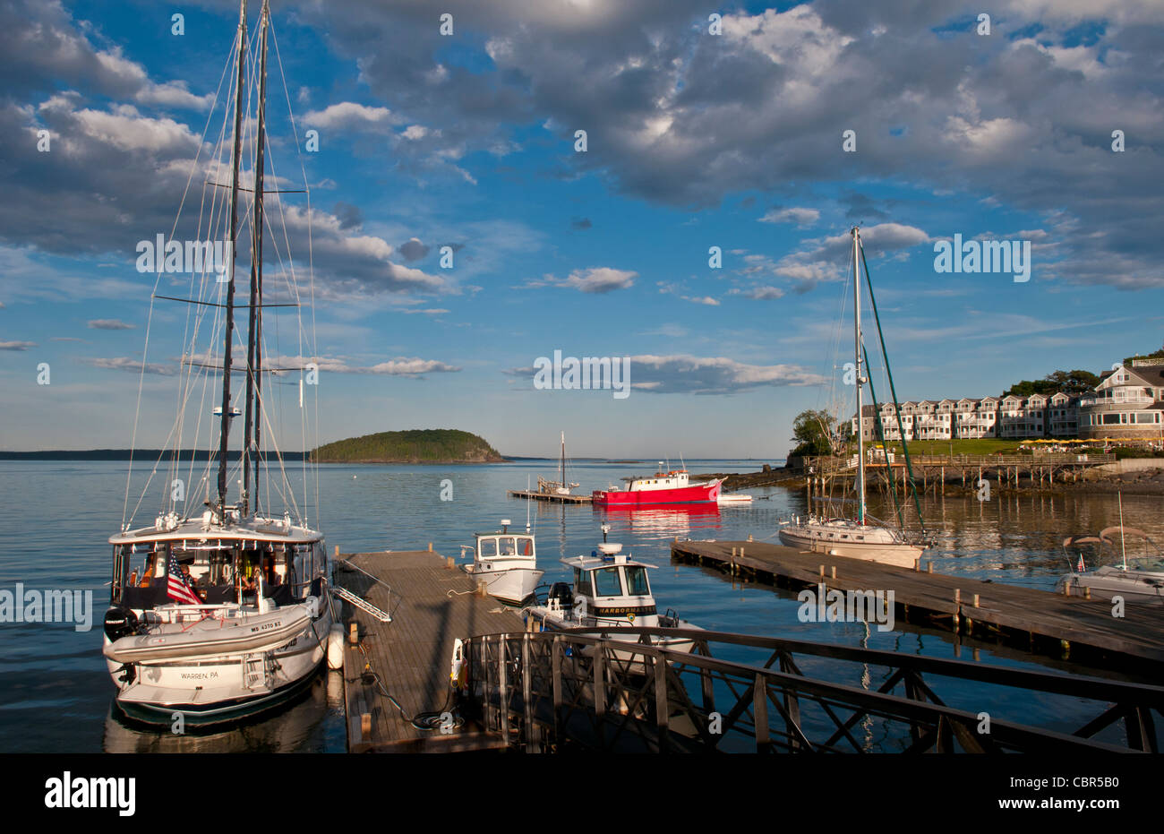 Beautiful Vacation Spot Of Bar Harbor Maine With Water And Ships