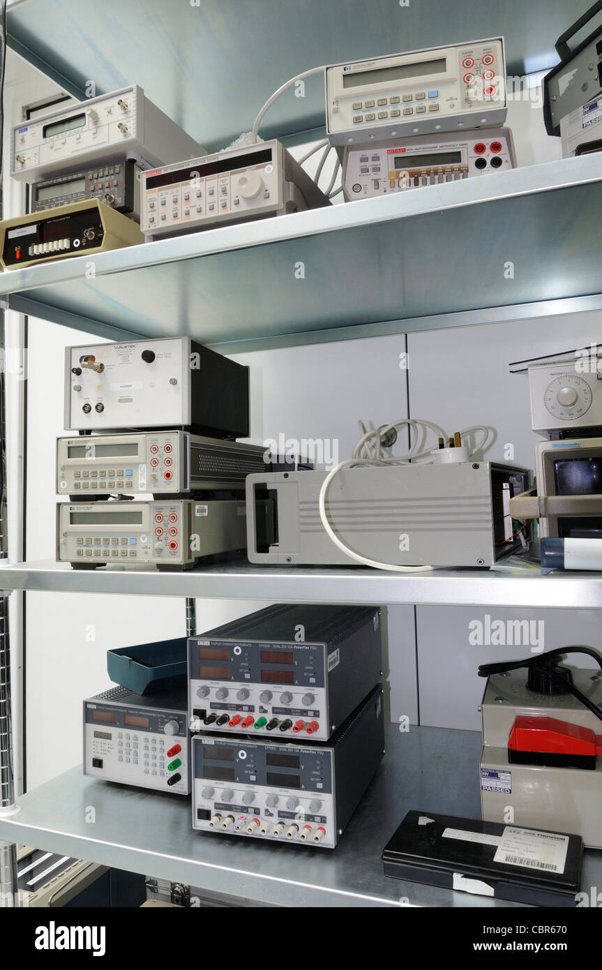 Racks of instruments in the Electronics Laboratory of the UK Astronomy Centre, Royal Observatory Edinburgh Stock Photo