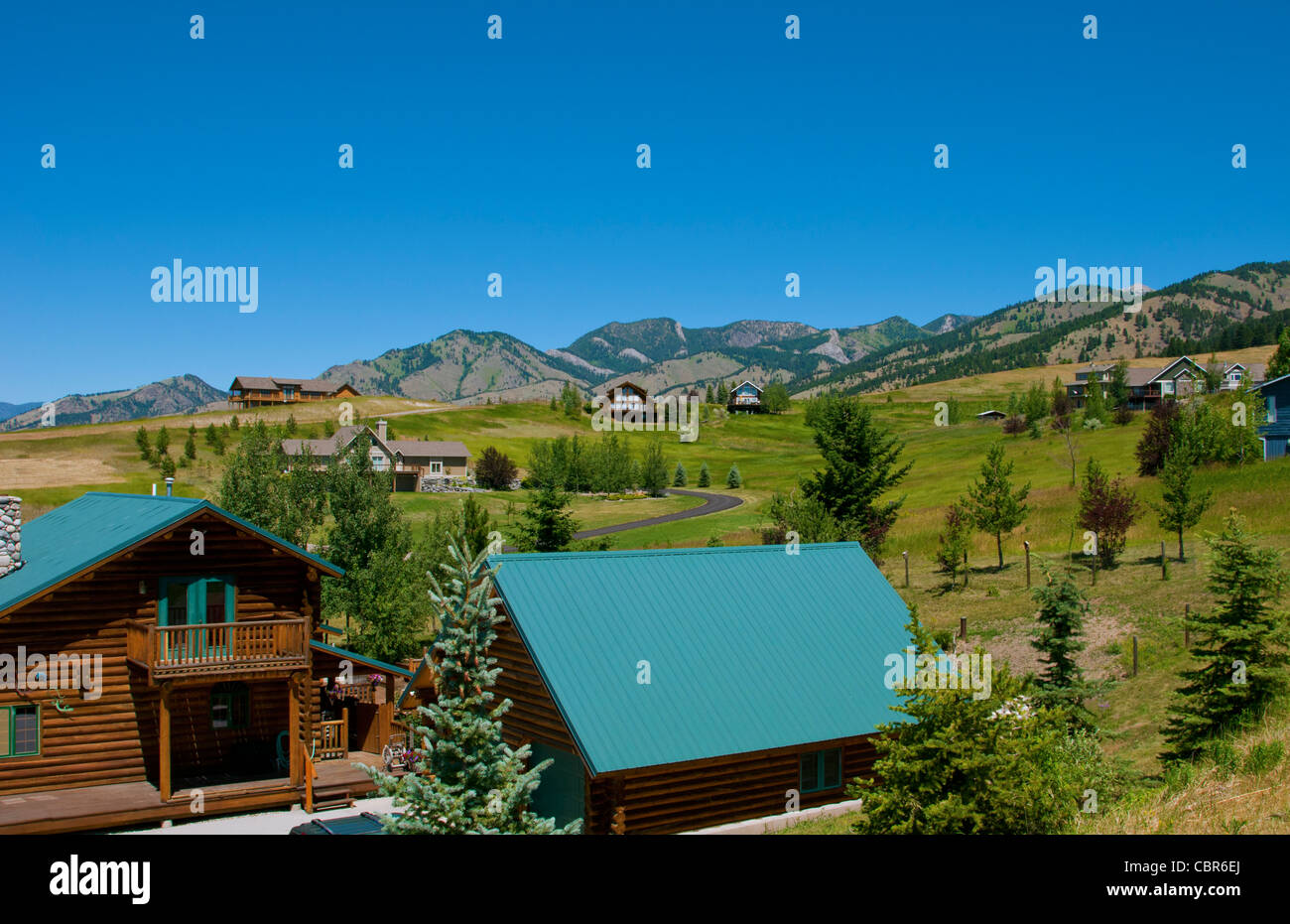 Expensive homes on mountain in Bozeman Montana Stock Photo Alamy