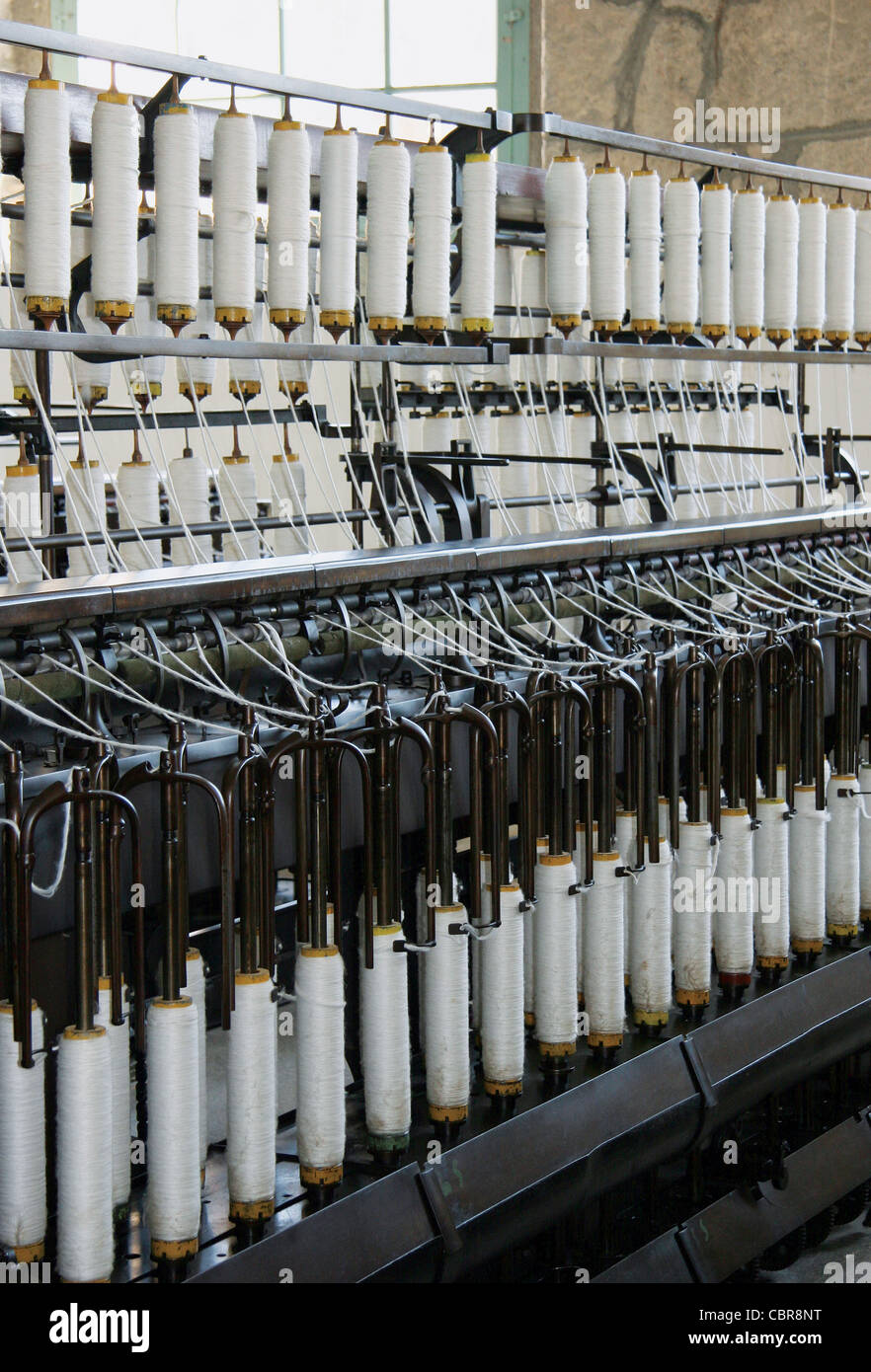 Textile industry. Machine used in the spinning process. Catalonia. Spain. Stock Photo