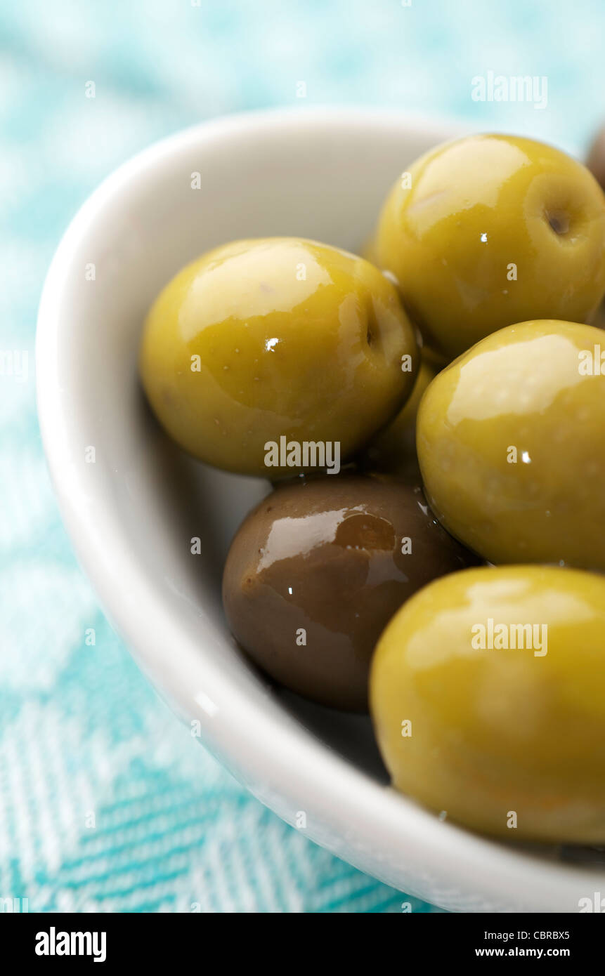 forefront of a typical Spanish green olives Stock Photo Alamy