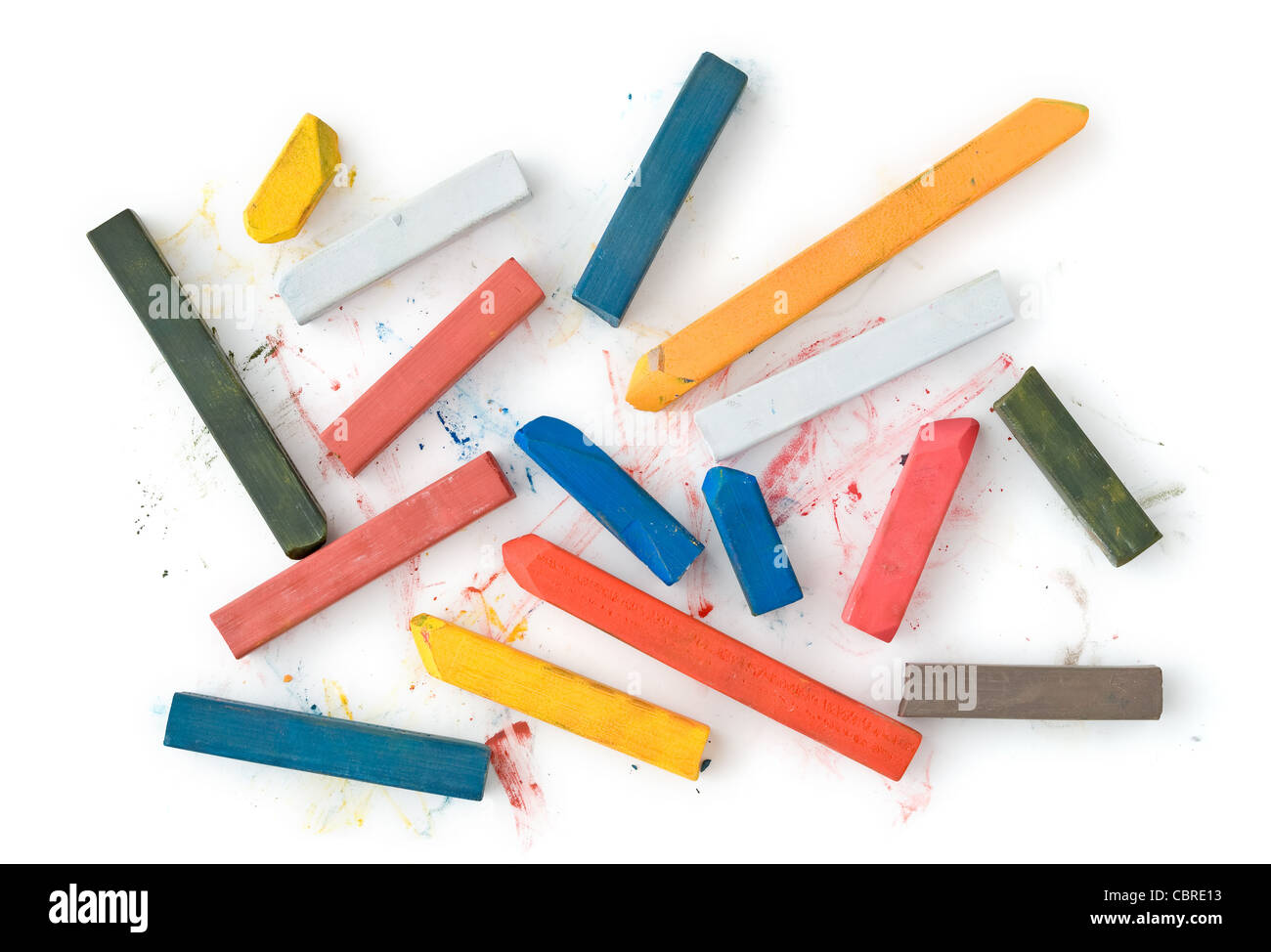 Art Supplies of Pastel Sticks on White Stock Photo