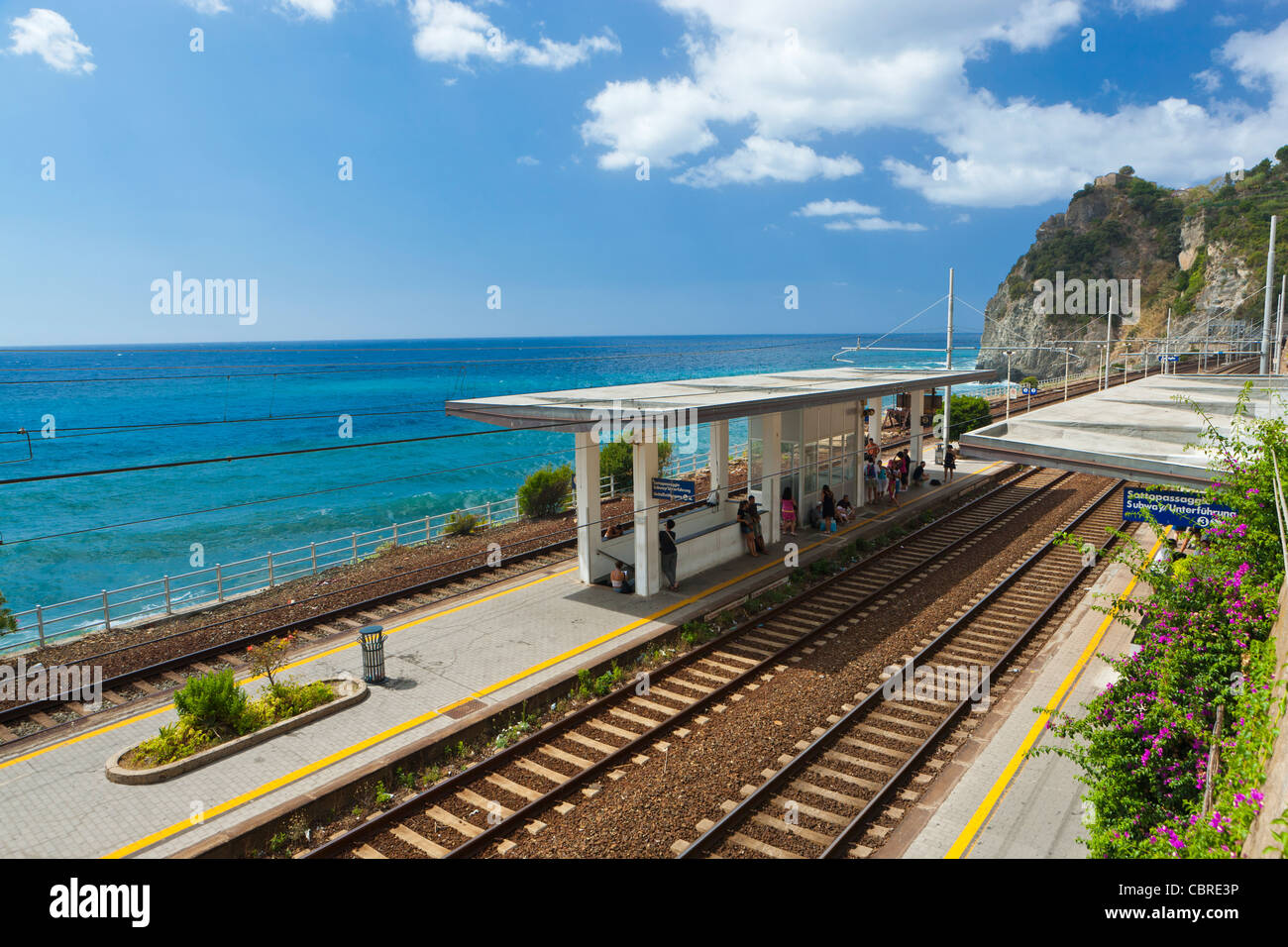 Train station in Corniglia, Province of La Spezia, Liguria, Northern Italy, Europe Stock Photo