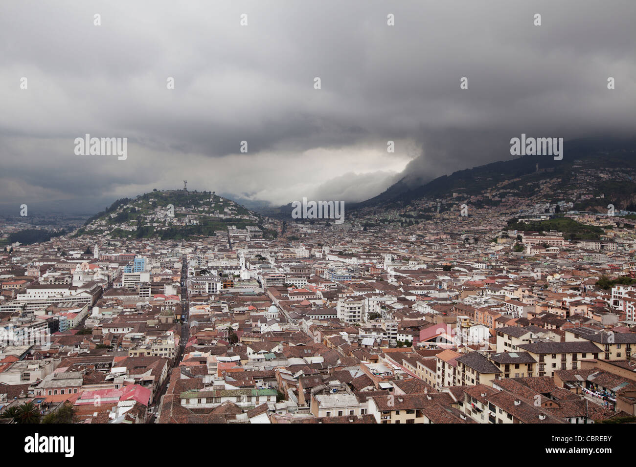 View of the historic center of Quito, Ecuador. Stock Photo