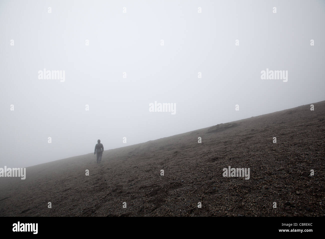 Foggy weather on the slopes of Cotopaxi volcano (5897 m), Ecuador. Stock Photo