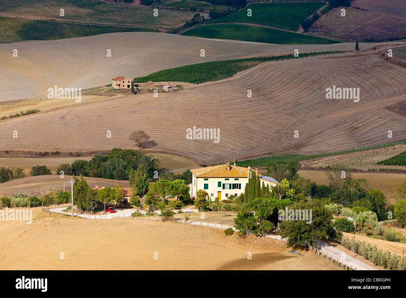 Rolling landscape near Montepulciano, Province of Siena, Tuscany, Italy, Europe Stock Photo