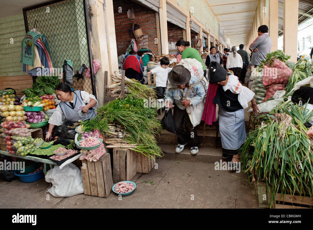 Vegetables for sale at Otavalo food market, Ecuador. Stock Photo