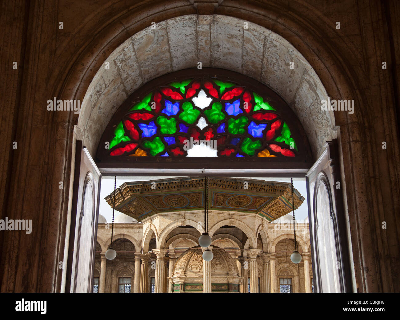 Interior and exterior of Mohammed Ali Mosque, Cairo Egypt Stock Photo