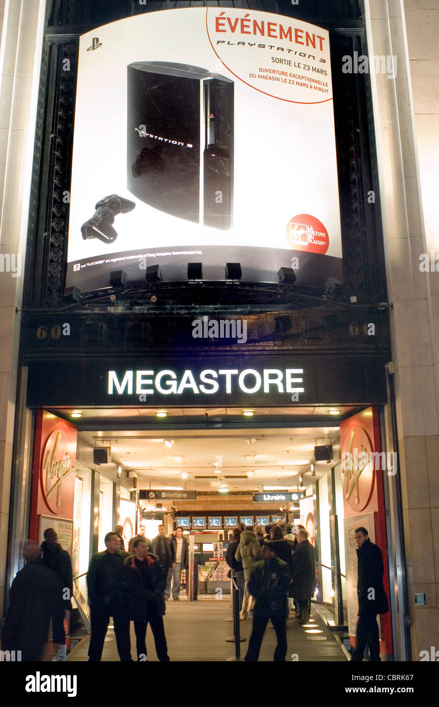 Paris, France, Shops Open Late, Virgin Megastore, Store Front, Entrance