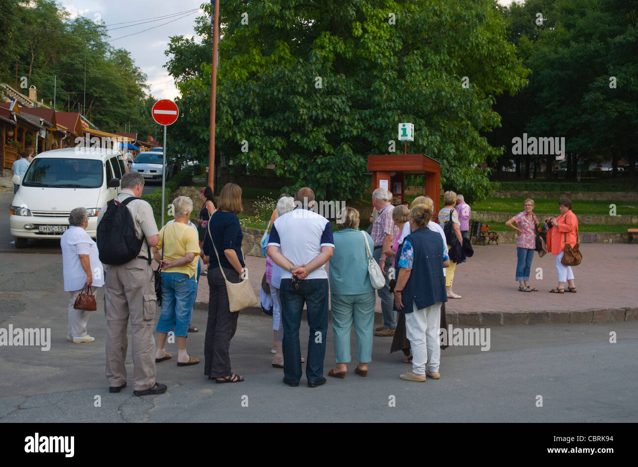 Tourist group at Szépasszony völgy the Valley of Beautiful Women in