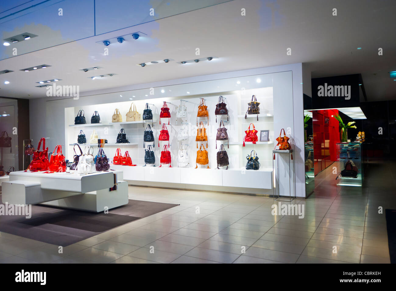 Paris, France, Luxury Clothing Store, Lancel, Women's Accessories Hand Bags  on Display, (on Avenue Champs ELysees) Empty, Interior Design; mode labels  Stock Photo - Alamy