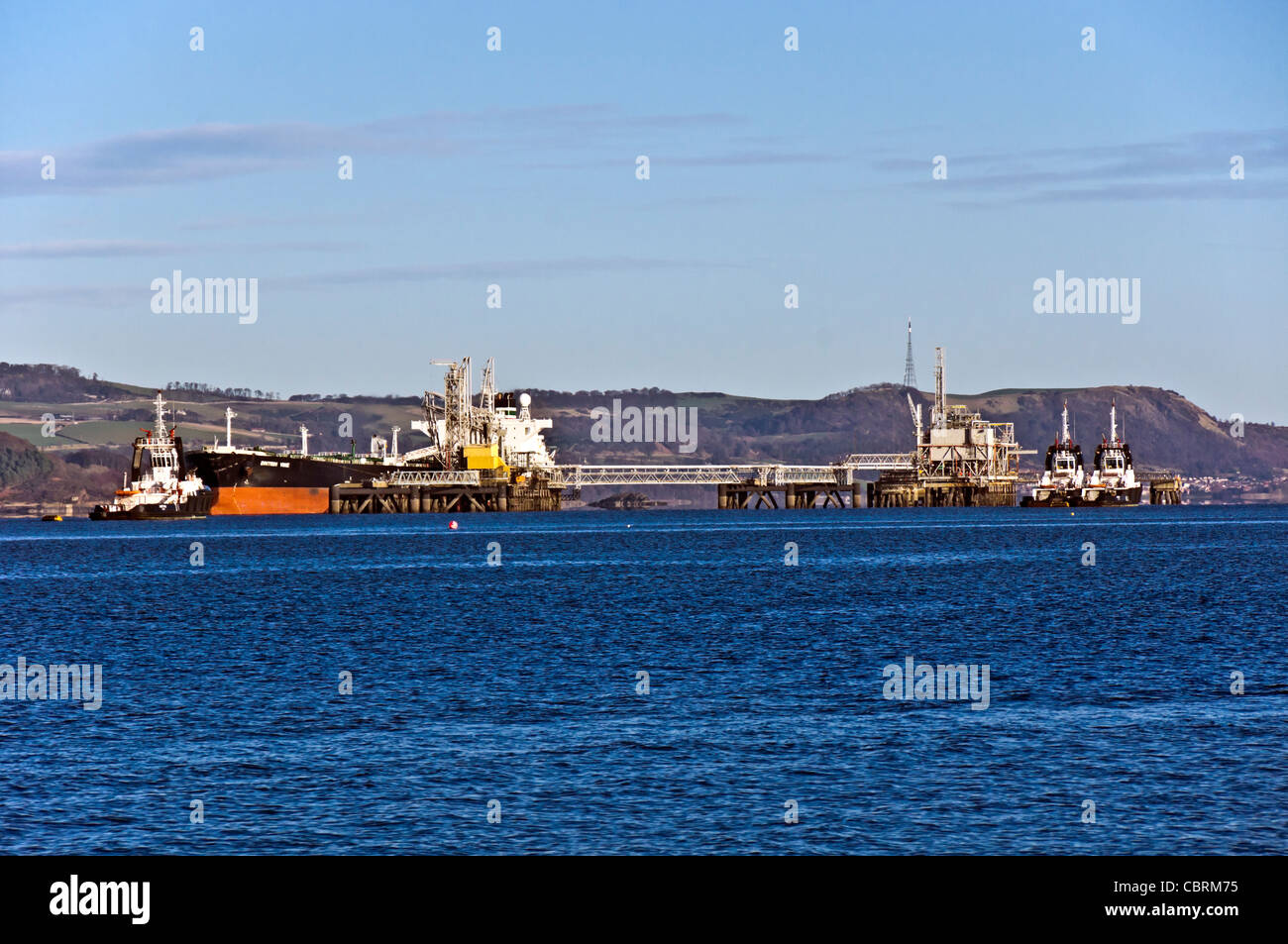 Hound Point Oil Terminal on the Firth of Forth near South Queensferry in Scotland Stock Photo