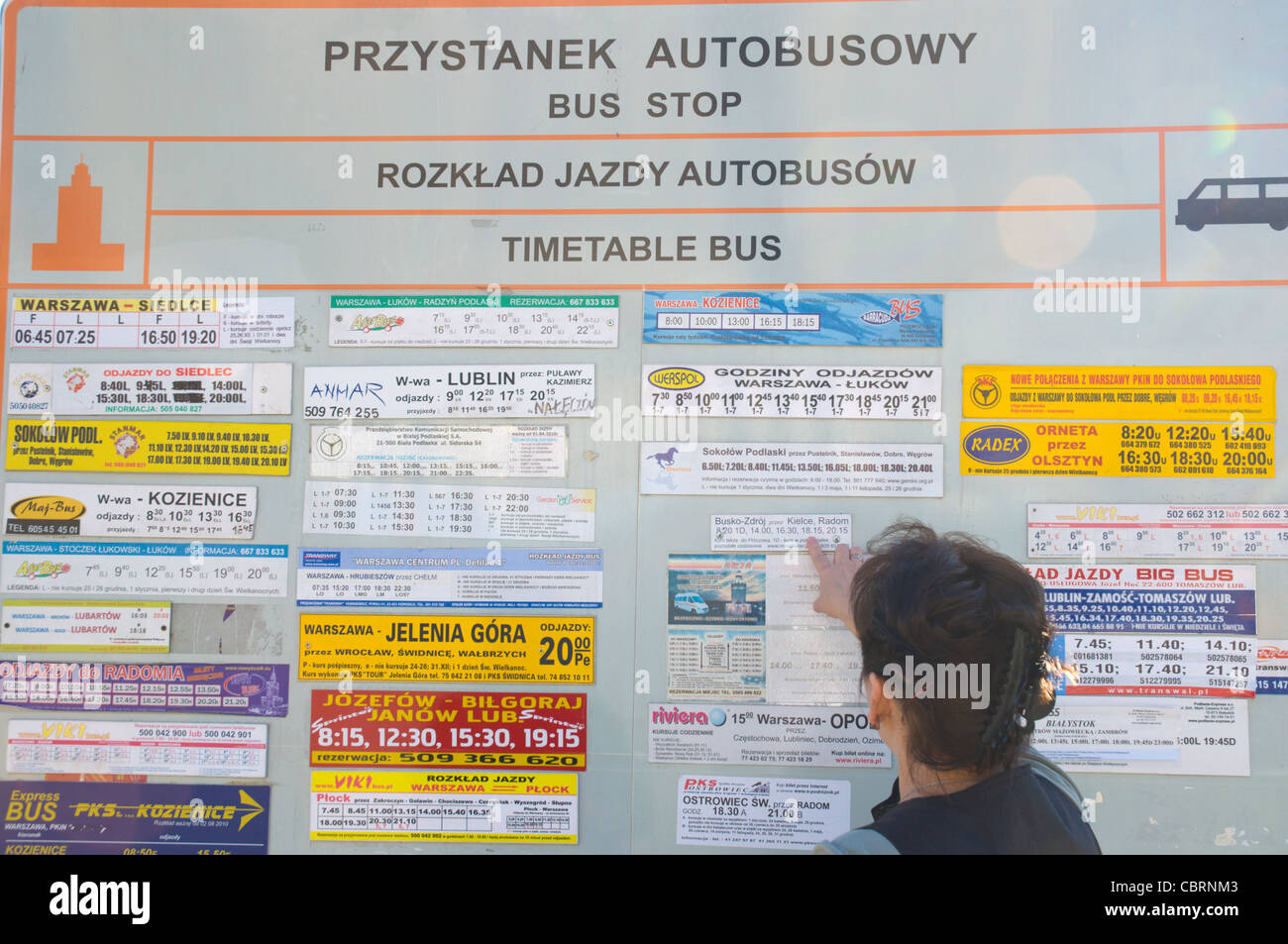 Long distance bus station timetables at Plac Defilad square central