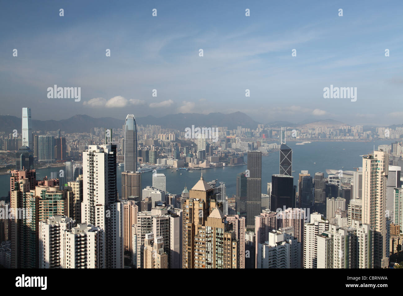 Hong Kong panorama from famous The Peak Stock Photo