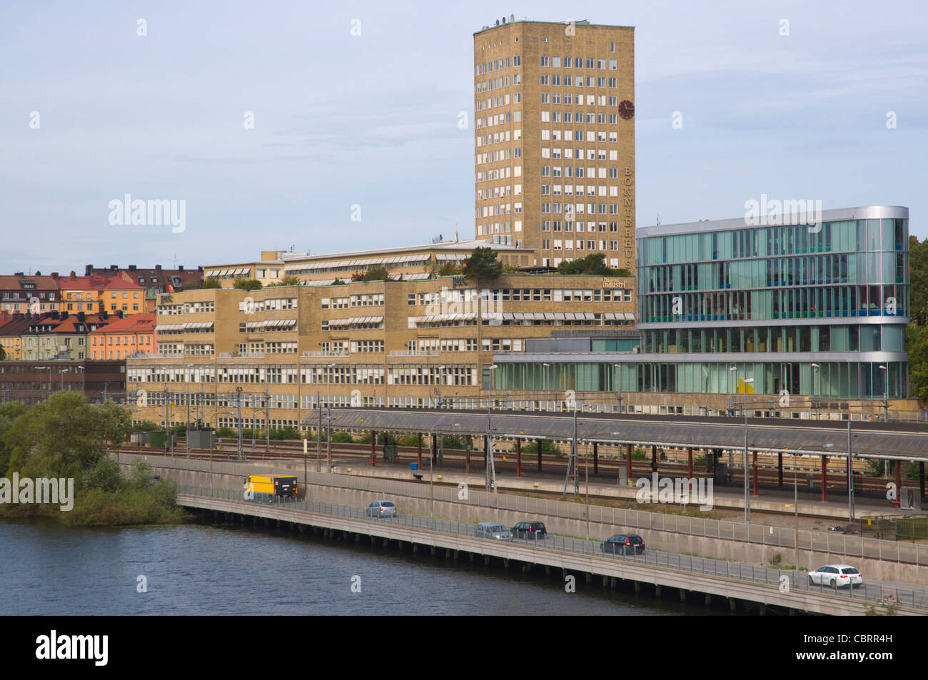 New and old office buildings along Klarastrandsleden street Norrmalm