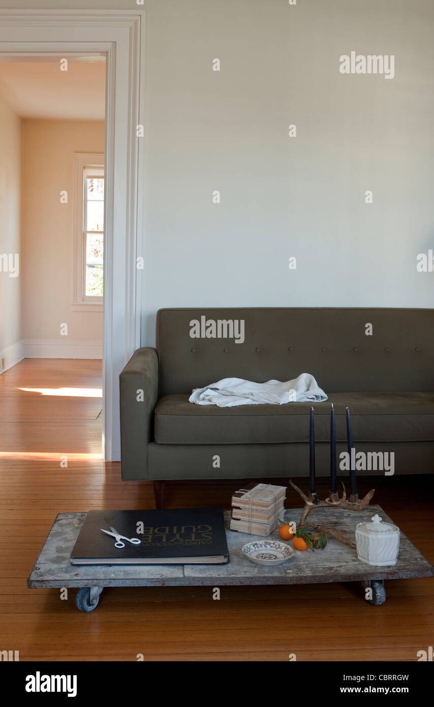 Living room with low coffee table Stock Photo Alamy