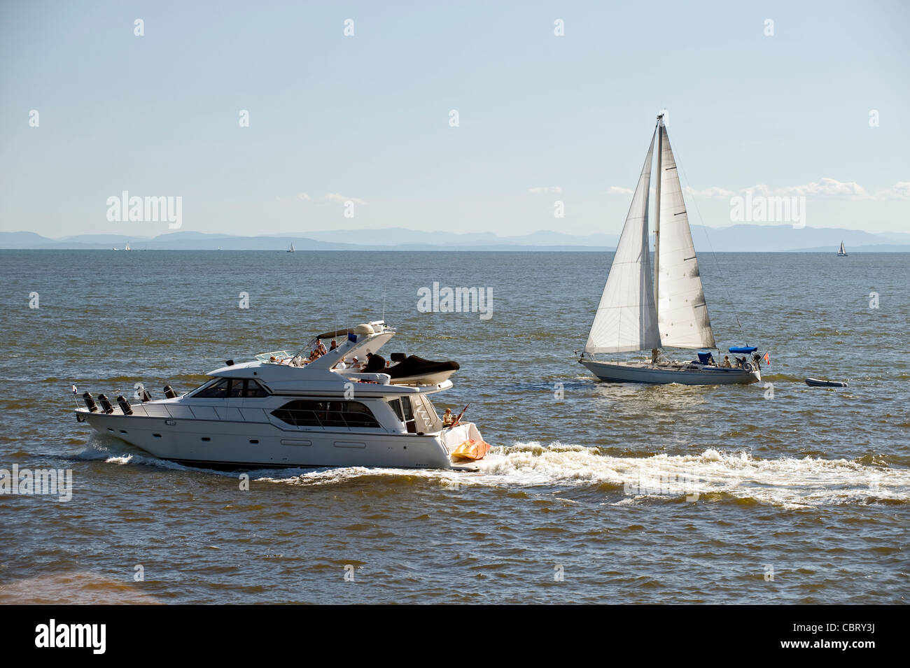 Recreational boats on the sea Stock Photo