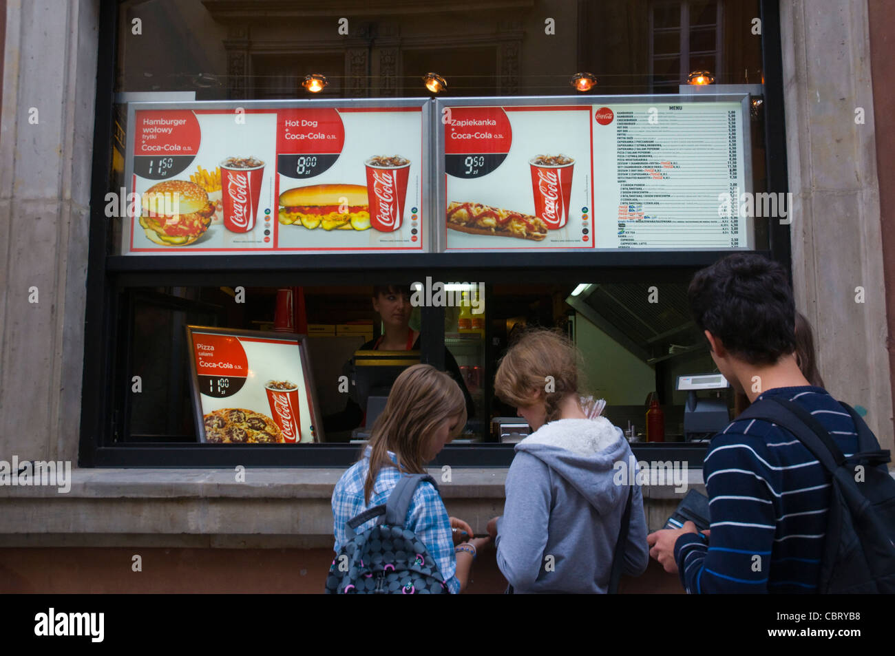 Stall selling snacks and drinks old town Warsaw Poland Europe Stock Photo