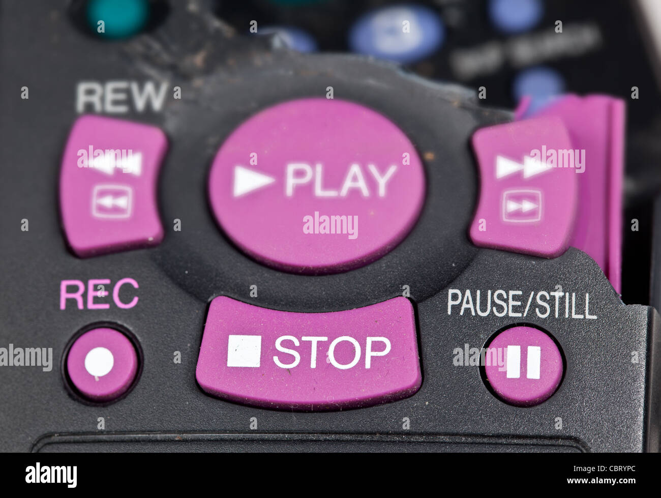 Broken remote control with focus on stop button Stock Photo Alamy