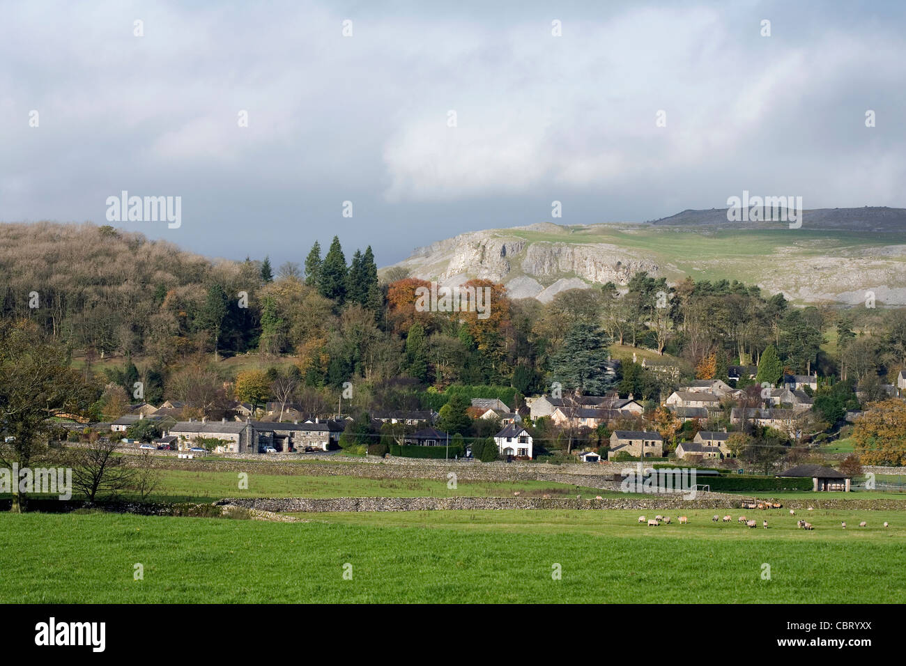 The village of Austwick in The Yorkshire Dales winter England Stock Photo
