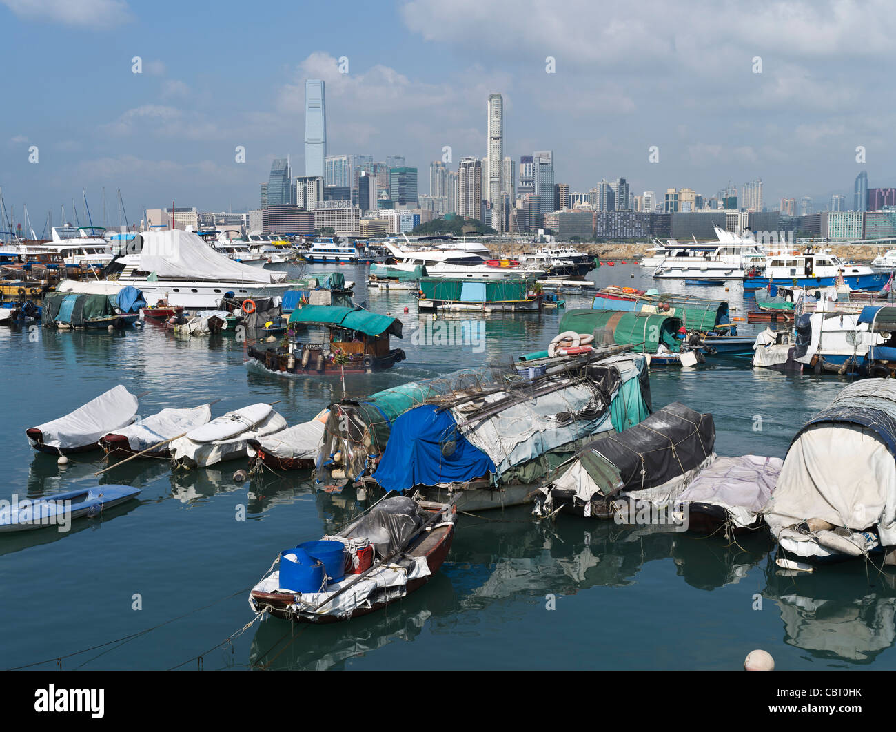 dh typhoon shelter CAUSEWAY BAY HONG KONG Junks in causeway bay anchorage boats Stock Photo