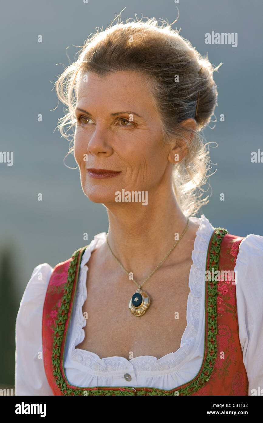 Portrait of a Bavarian woman in costume Stock Photo