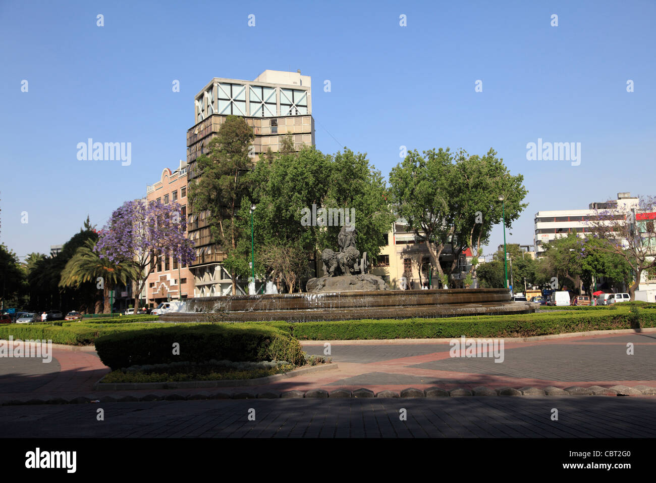 Madrid Plaza, Colonia Roma, trendy neighborhood, Mexico City, Mexico, North America Stock Photo