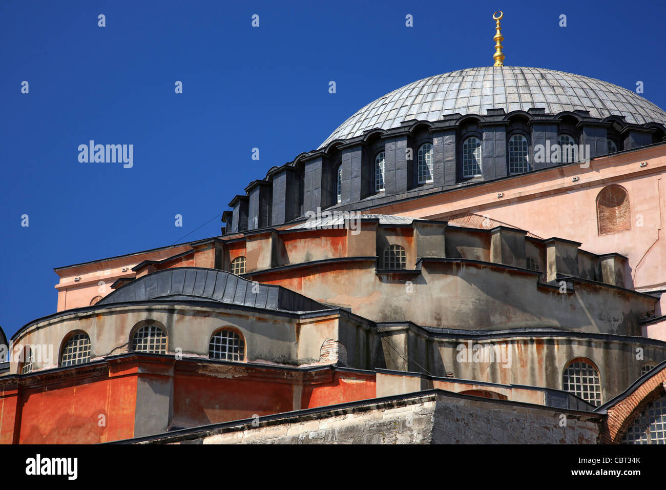 'Detail' from Hagia Sophia and its majestic dome, Istanbul, Turkey. Stock Photo