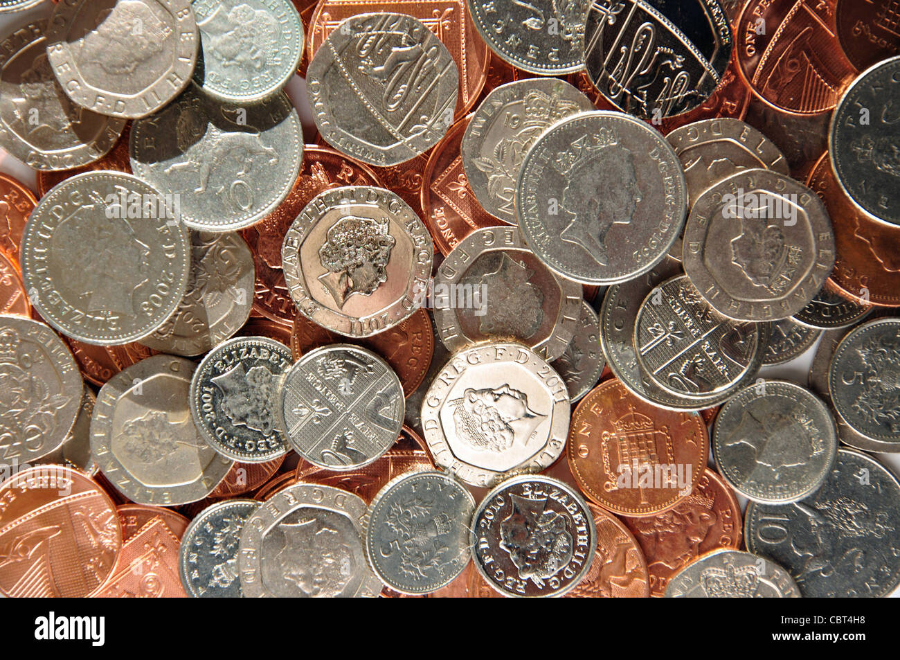 Collection of British coins, Greater London, England, United Kingdom Stock Photo