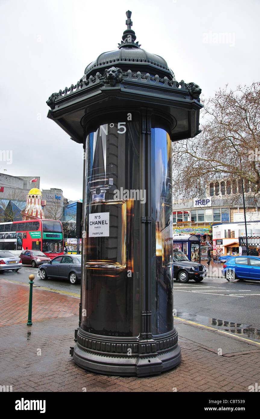 Morris column street advertising, Broad Street, Birmingham, West Midlands, England, United Kingdom Stock Photo