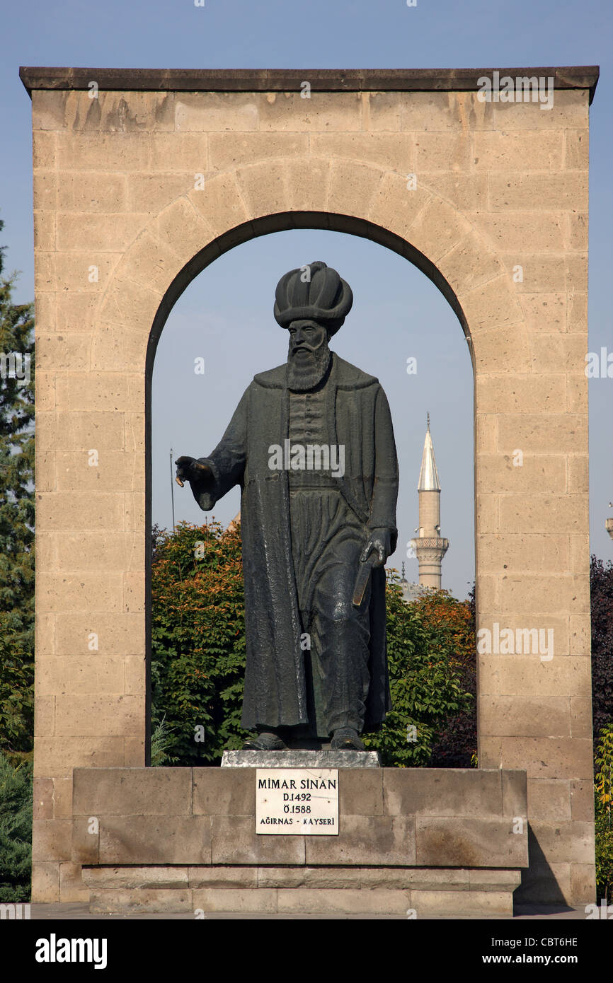 The statue of Mimar Sinan at Kayseri city, Turkey. Stock Photo