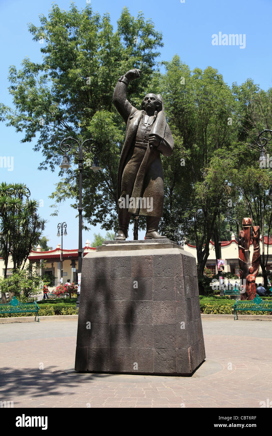 Statue of Miguel Hidalgo, Plaza Hidalgo, Coyoacan, Mexico City, Mexico, North America Stock Photo