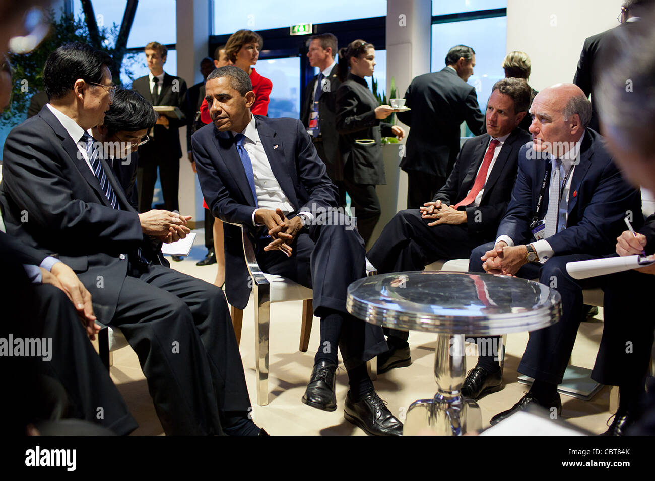 Chinese president hu jintao meets hi-res stock photography and