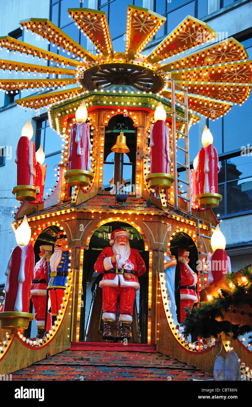 Christmas carousel at Frankfurt Christmas Market, New Street, Birmingham, West Midlands, England, United Kingdom Stock Photo