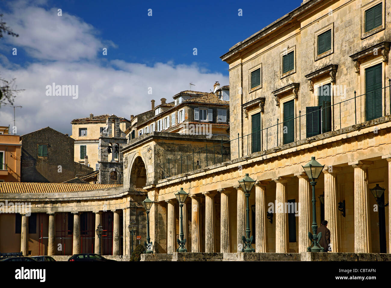 The 'Palace of Saints George & Michael' at the edge of Spianada and Liston, Corfu (or 'Kerkyra') Greece. Stock Photo
