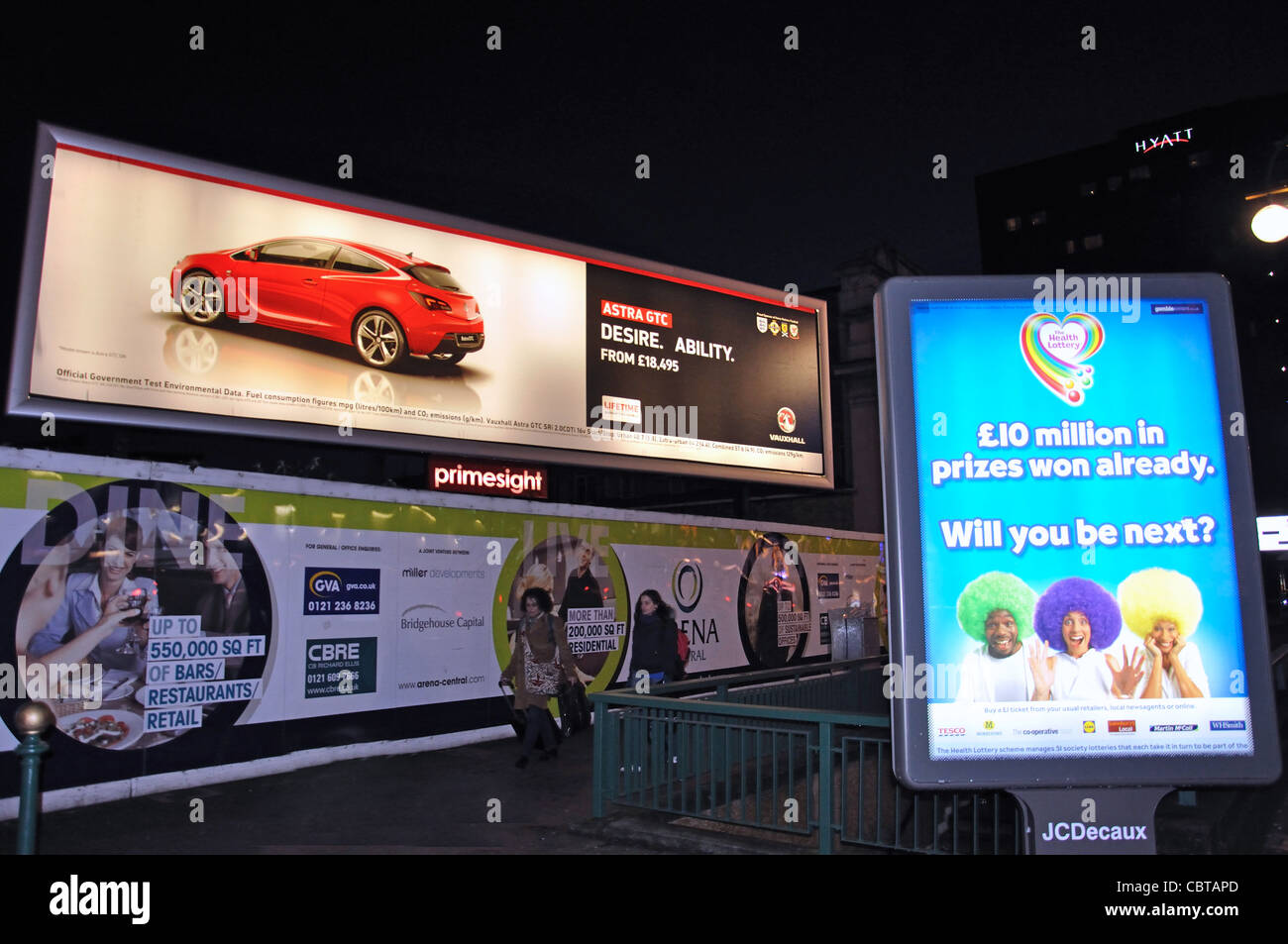 Illuminated advertising billboards, Broad Street, Birmingham, West